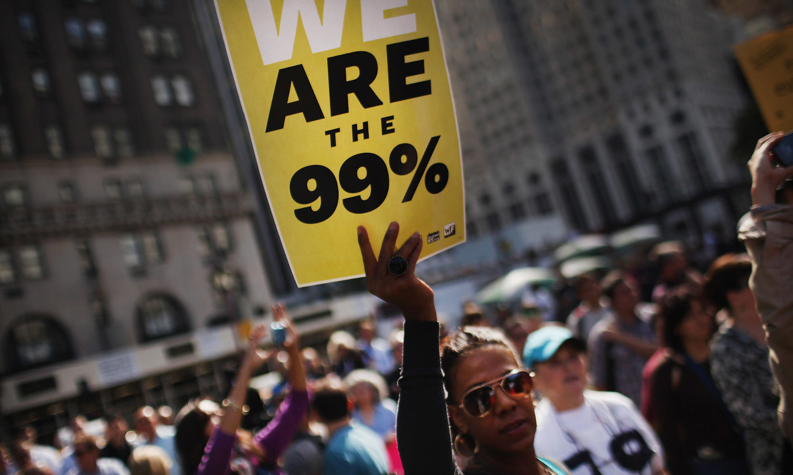 Demonstrace protestního hnutí „My jsme 99%“ ve Spojených státech. Foto Wikimedia Commons