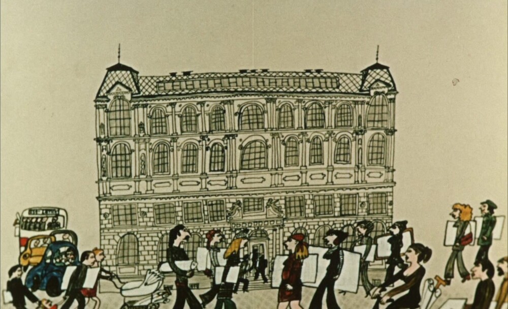 Z kolektivního filmu <b><i>Pozdrav</i></b>, 1972 - verze zaslaná spřátelené škole do Leningradu, Blanka Šperková, 1974. Archiv ateliéru